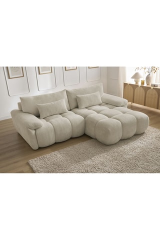 Canapé d'angle droit Ivane - Beige - 3 places - En tissu texturé