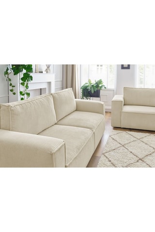 Canapé Nihad - Beige - 3 et 2 places - En tissu velours