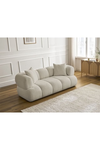 Canapé Pamira - Beige - 2 places - En tissu bouclette