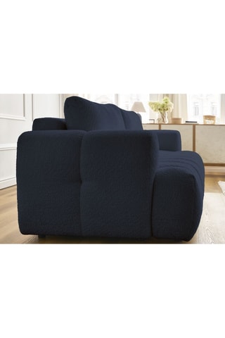 Canapé droit convertible Fuji - Bleu foncé - 3 places - Tissu bouclette - Couchage 154 x 192 cm