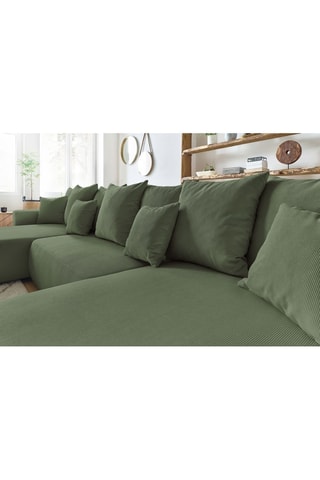 Canapé d'angle gauche panoramique convertible Envy - Kaki - Couchage 330 x 139 cm