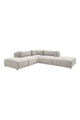 Canapé d'angle réversible et pouf Jana - Beige - 5 places - En tissu texturé