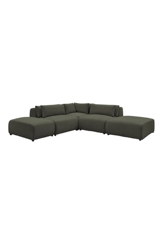 Canapé d'angle modulable Jana - Vert - 5 places - En tissu chiné