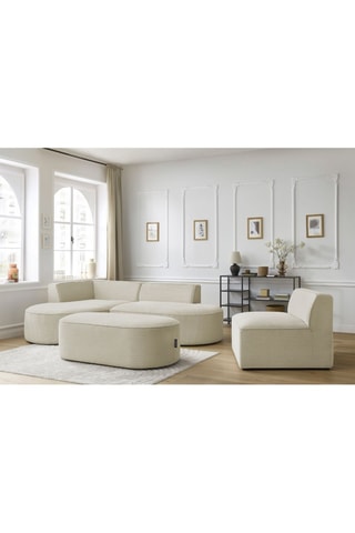 Canapé d'angle gauche modulable, chauffeuse et pouf  Rousseau - Beige