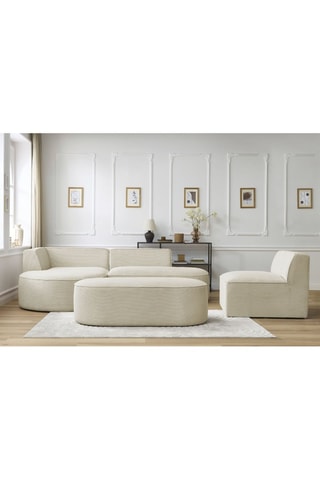 Canapé d'angle gauche modulable, chauffeuse et pouf  Rousseau - Beige
