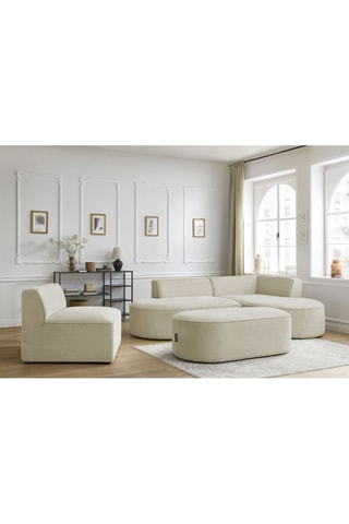 Canapé d'angle droit modulable, chauffeuse et pouf  Rousseau - Beige