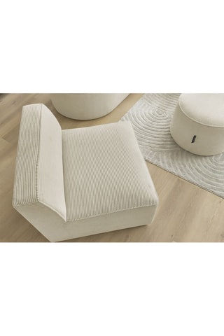 Canapé d'angle droit modulable, chauffeuse et pouf  Rousseau - Beige