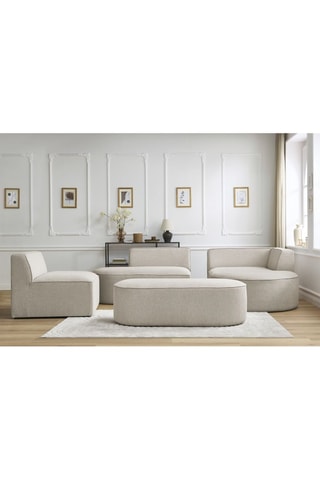 Canapé d'angle droit modulable, chauffeuse et pouf  Rousseau Beige