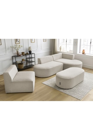 Canapé d'angle droit modulable, chauffeuse et pouf  Rousseau Beige
