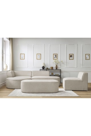 Canapé d'angle gauche modulable, chauffeuse et pouf  Rousseau Beige