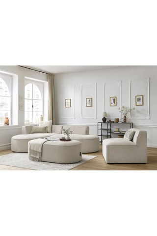 Canapé d'angle gauche modulable, chauffeuse et pouf  Rousseau Beige