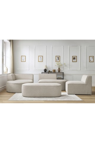 Canapé d'angle gauche modulable, chauffeuse et pouf  Rousseau Beige