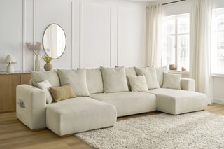 Canapé panoramique convertible Sidonie - Beige