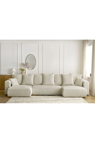 Canapé panoramique convertible Sidonie - Beige