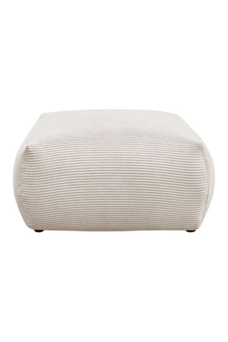Pouf carré Voltaire - Beige - Toucher velours côtelé