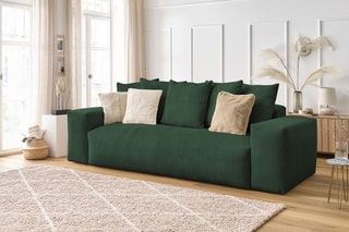 Canapé Voltaire - Vert foncé - 3 places - En polyester - Toucher velours côtelé