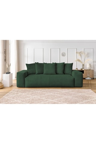 Canapé Voltaire - Vert foncé - 3 places - En polyester - Toucher velours côtelé