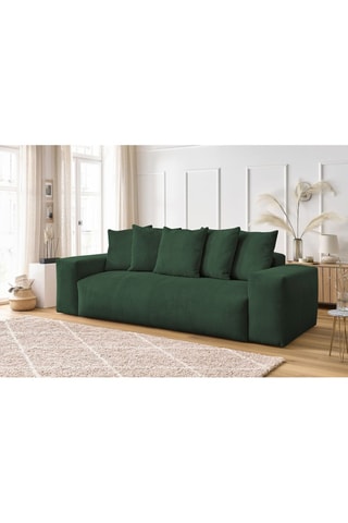 Canapé Voltaire - Vert foncé - 3 places - En polyester - Toucher velours côtelé