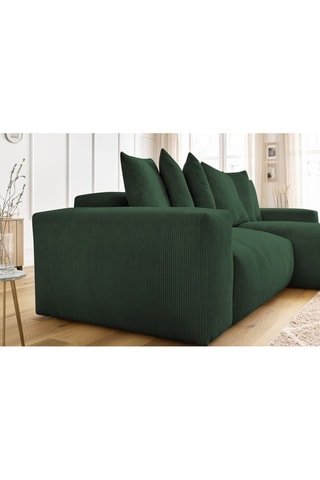 Canapé d'angle réversible Voltaire - Vert foncé - 4 places - En polyester - Toucher velours côtelé