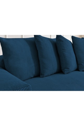 Canapé d'angle réversible Voltaire - Bleu foncé - 4 places - En polyester - Toucher velours côtelé