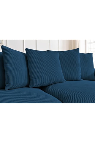 Canapé d'angle réversible Voltaire - Bleu foncé - 4 places - En polyester - Toucher velours côtelé