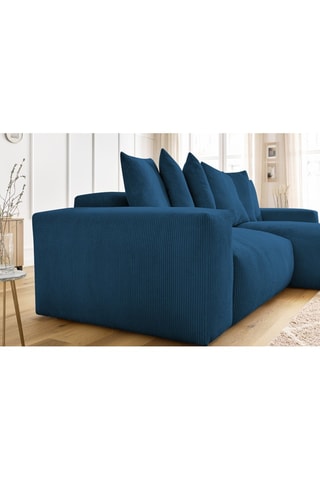 Canapé d'angle réversible Voltaire - Bleu foncé - 4 places - En polyester - Toucher velours côtelé