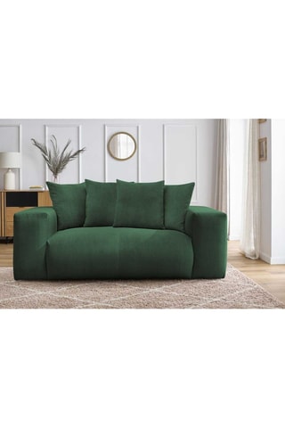 Canapé Voltaire - Vert foncé - 2 places - En polyester - Toucher velours côtelé