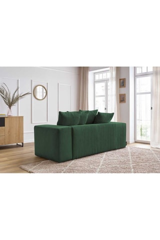 Canapé Voltaire - Vert foncé - 2 places - En polyester - Toucher velours côtelé