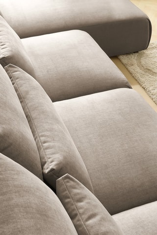 Canapé d'angle panoramique réversible Jana - Taupe - 4 places - En tissu velours