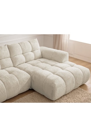 Canapé d'angle droit Jaya - Beige - 3 places - En tissu chenille