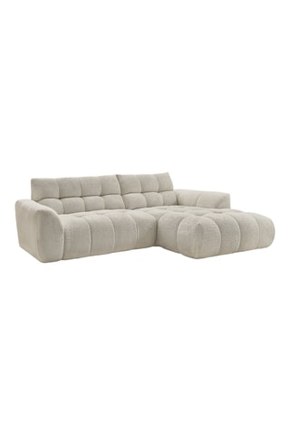 Canapé d'angle droit Jaya - Beige - 3 places - En tissu chenille