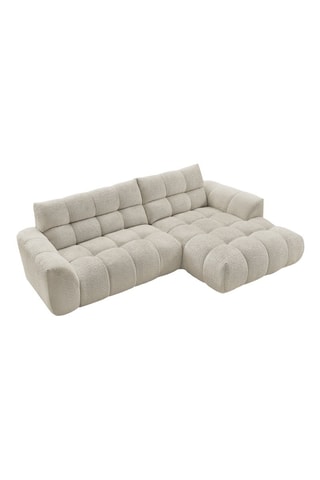 Canapé d'angle droit Jaya - Beige - 3 places - En tissu chenille