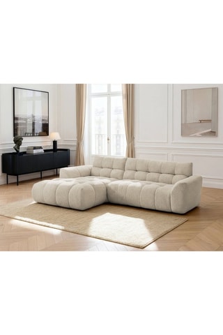 Canapé d'angle gauche Jaya - Beige - 3 places - En tissu chenille