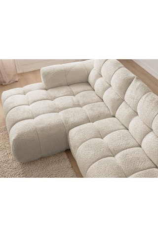 Canapé d'angle gauche Jaya - Beige - 3 places - En tissu chenille