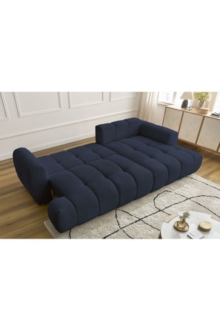 Canapé d'angle droit convertible Fuji - Bleu foncé - 3 places - Tissu bouclette - Couchage 154 x 228 cm