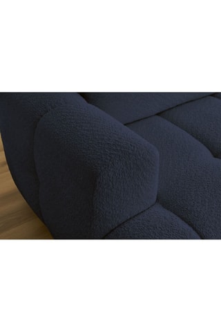 Canapé d'angle droit convertible Fuji - Bleu foncé - 3 places - Tissu bouclette - Couchage 154 x 228 cm