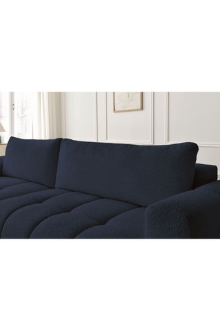 Canapé d'angle gauche convertible Fuji - Bleu foncé - 3 places - Tissu bouclette - Couchage 154 x 228 cm