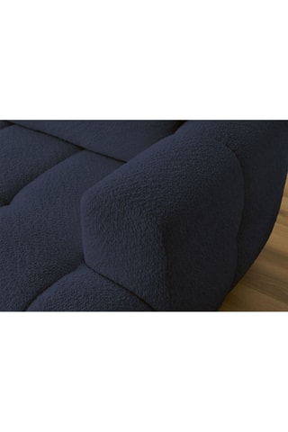 Canapé d'angle gauche convertible Fuji - Bleu foncé - 3 places - Tissu bouclette - Couchage 154 x 228 cm