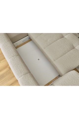 Canapé d'angle droit convertible Fuji - Beige - 3 places - Tissu bouclette - Couchage 154 x 228 cm