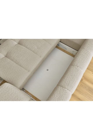 Canapé d'angle gauche convertible Fuji - Beige - 3 places - Tissu bouclette - Couchage 154 x 228 cm