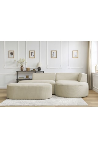 Canapé d'angle droit avec pouf Rousseau - Beige