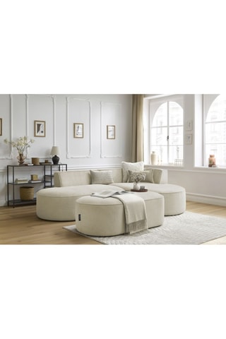 Canapé d'angle droit avec pouf Rousseau - Beige