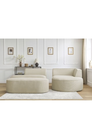 Canapé d'angle droit avec pouf Rousseau - Beige
