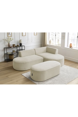 Canapé d'angle droit avec pouf Rousseau - Beige