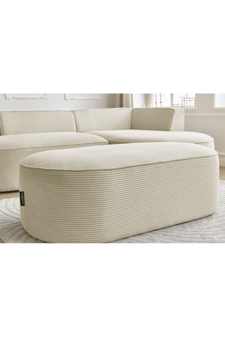 Canapé d'angle droit avec pouf Rousseau - Beige