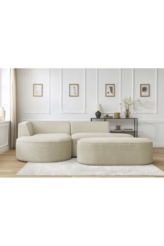 Canapé d'angle gauche avec pouf Rousseau - Beige
