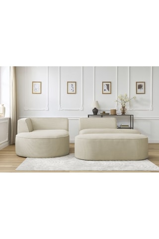 Canapé d'angle gauche avec pouf Rousseau - Beige