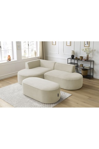 Canapé d'angle gauche avec pouf Rousseau - Beige
