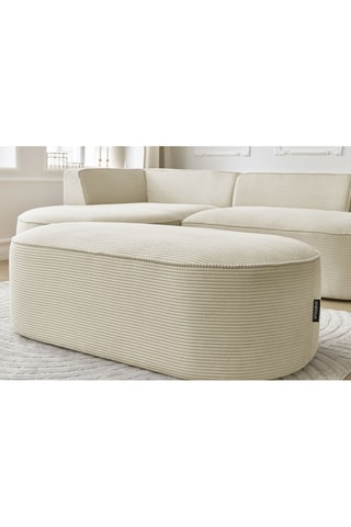 Canapé d'angle gauche avec pouf Rousseau - Beige