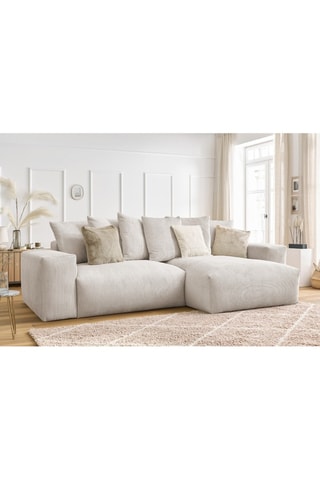Canapé d'angle réversible Voltaire - Beige - 4 places - En polyester - Toucher velours côtelé